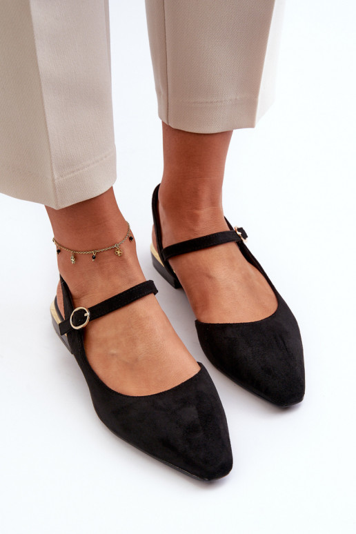 Balerinos žemu kulniuku su atviru kulnu Sergio Leone SK831 juodos spalvos