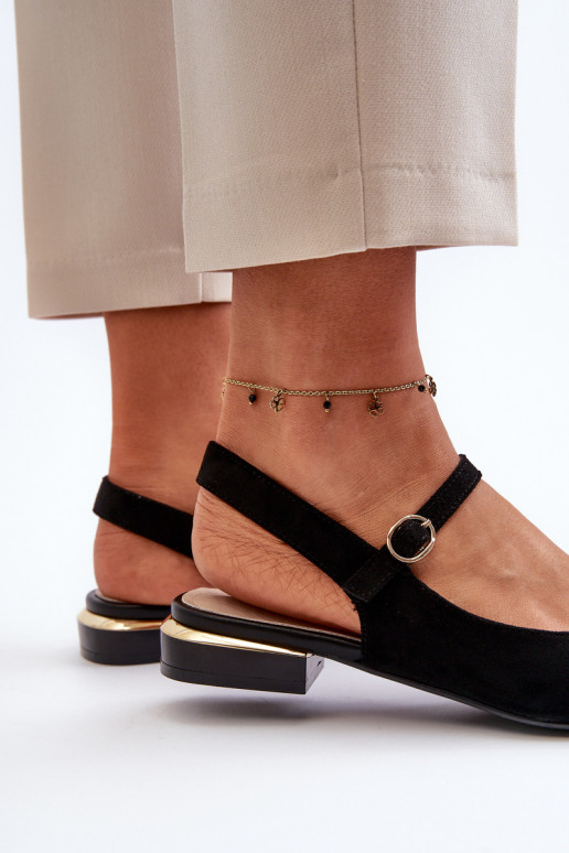 Balerinos žemu kulniuku su atviru kulnu Sergio Leone SK831 juodos spalvos