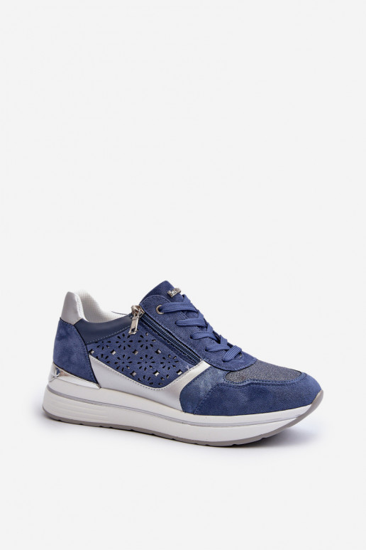 Sneakers modelio batai su platforma su ažūro elementais INBLU IN000372 mėlynos spalvos Sneakers modelio batai su platforma su ažūro elementais INBLU IN000372 mėlynos spalvos