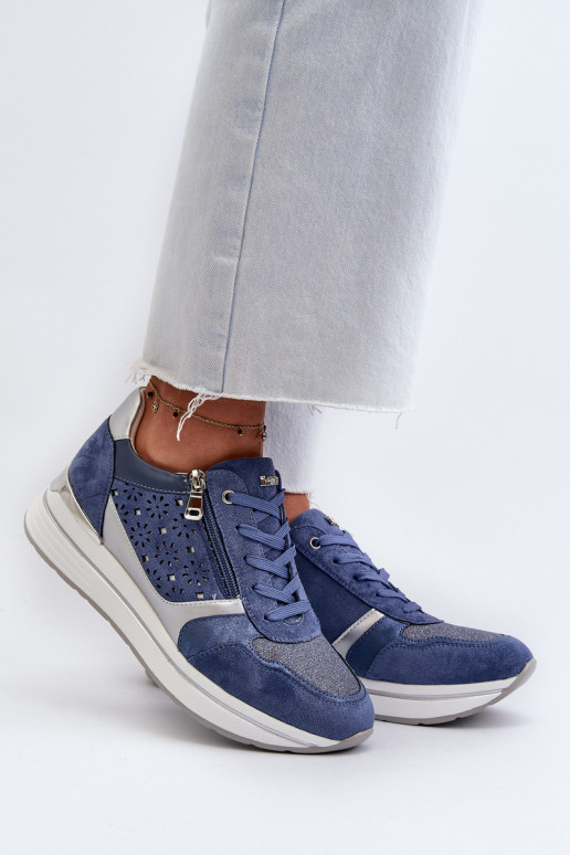 Sneakers modelio batai su platforma su ažūro elementais INBLU IN000372 mėlynos spalvos Sneakers modelio batai su platforma su ažūro elementais INBLU IN000372 mėlynos spalvos