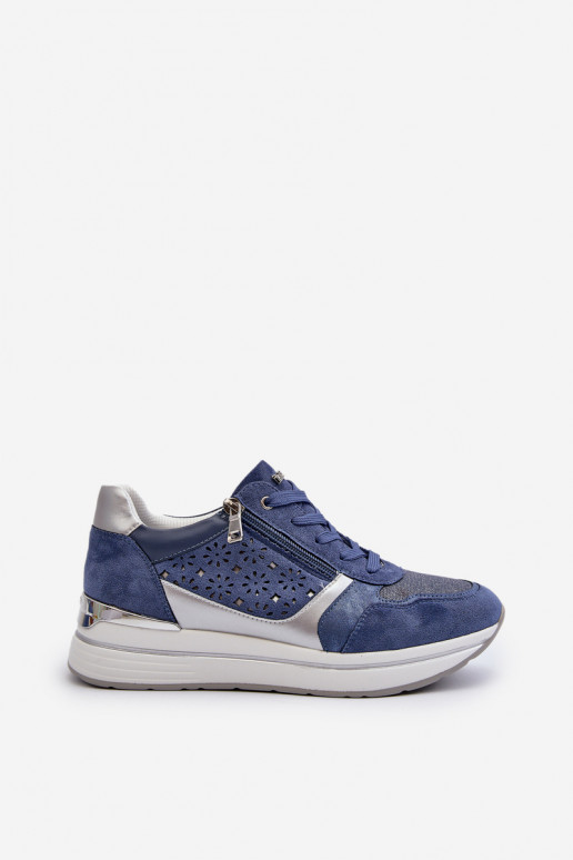 Sneakers modelio batai su platforma su ažūro elementais INBLU IN000372 mėlynos spalvos Sneakers modelio batai su platforma su ažūro elementais INBLU IN000372 mėlynos spalvos