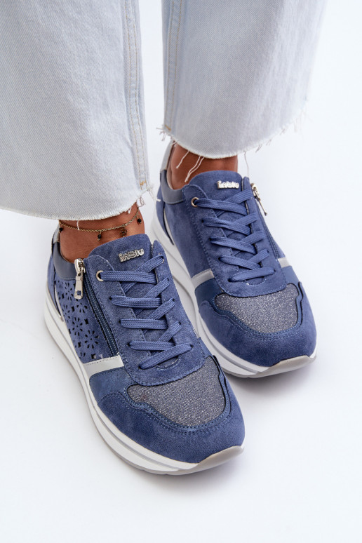 Sneakers modelio batai su platforma su ažūro elementais INBLU IN000372 mėlynos spalvos Sneakers modelio batai su platforma su ažūro elementais INBLU IN000372 mėlynos spalvos