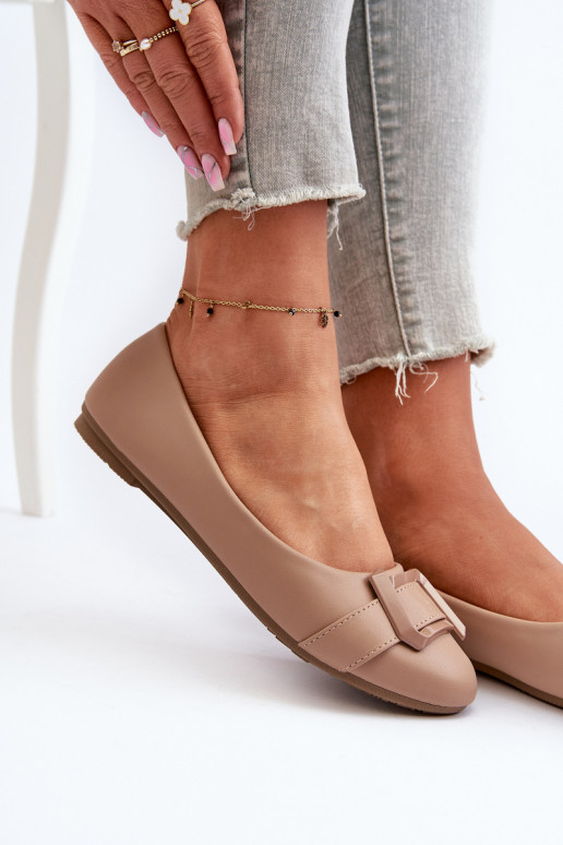 Balerinos su dirželiais Eko smėlio spalvos Cadwenla