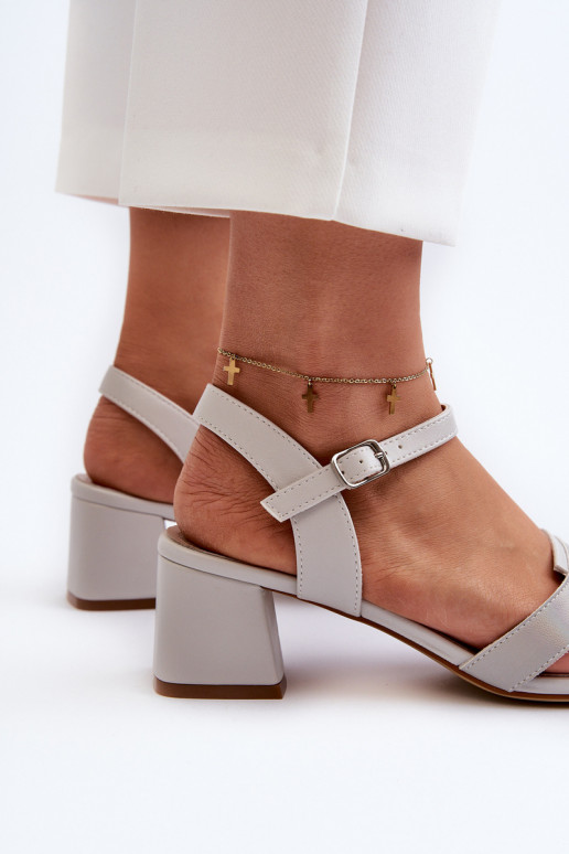 Moteriškos basutės su kulniukais iš eko odos Sergio Leone SK894 pilkos spalvos