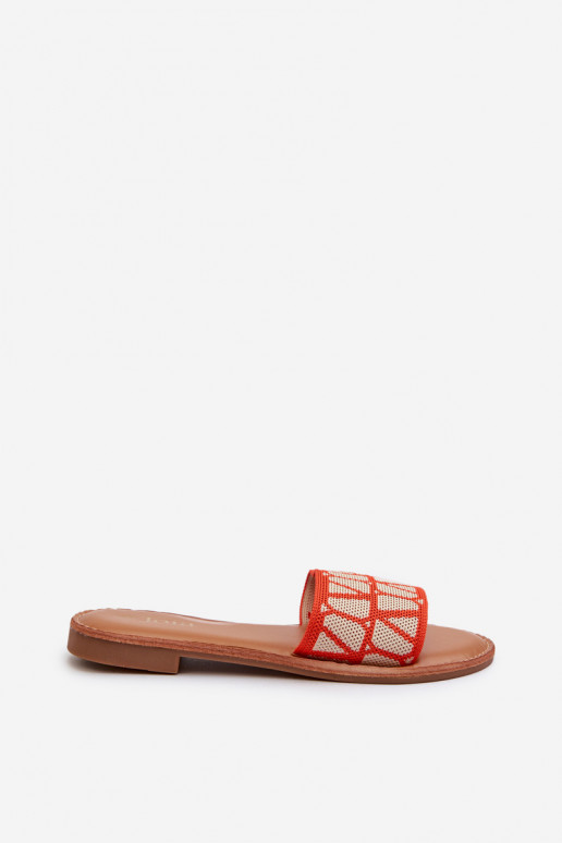 Moteriškos šlepetės su plačiais kulniukais oranžinės spalvos Traivea