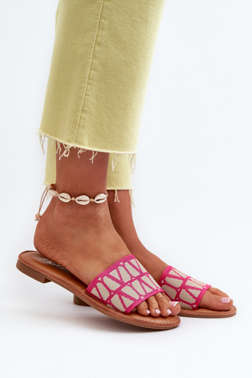 Moteriškos šlepetės su plačiais kulniukais rožinės spalvos Traivea