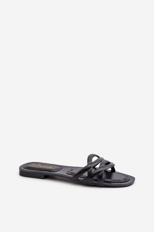 Moteriškos šlepetės Eko   su plačiais kulniukais Juodos spalvos Moldela