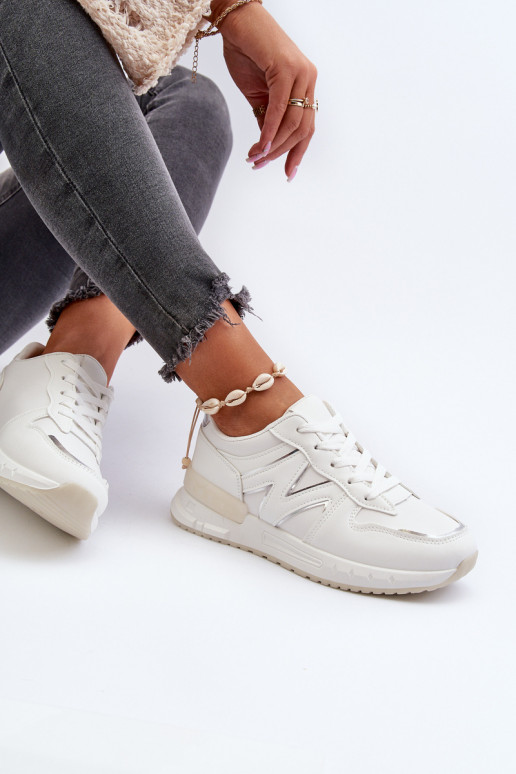 Sneakers modelio batai iš dirbtinės odos baltos spalvos Kaimans