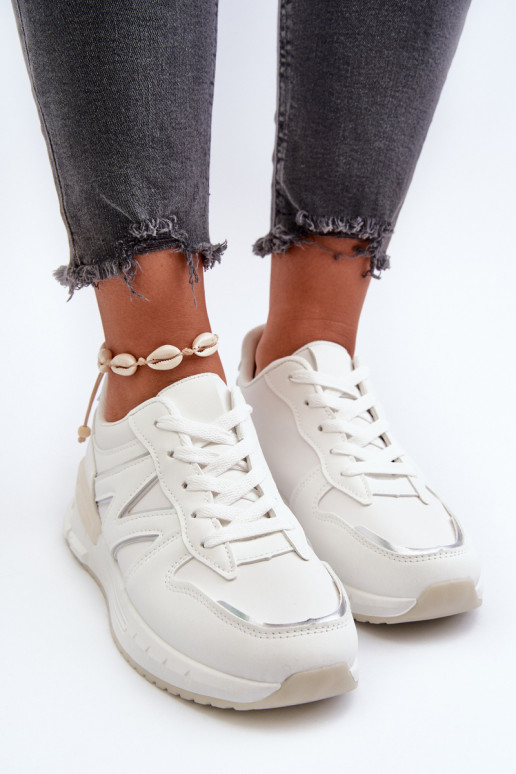 Sneakers modelio batai iš dirbtinės odos baltos spalvos Kaimans