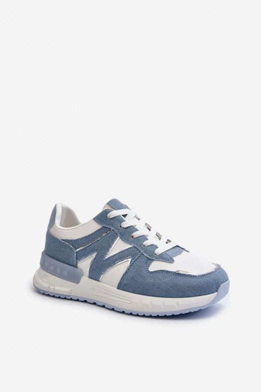 Džinso medžiagos Sneakers modelio batai iš dirbtinės odos mėlynos spalvos Kaimans