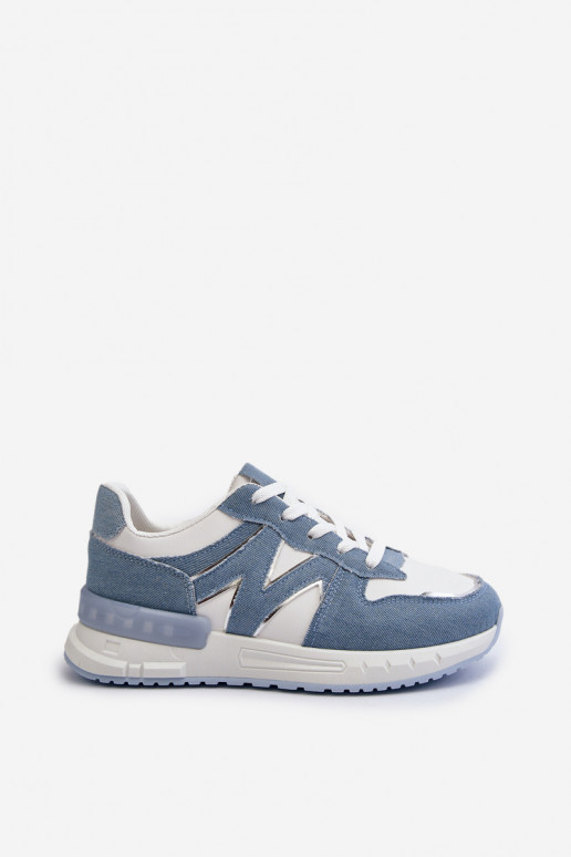 Džinso medžiagos Sneakers modelio batai iš dirbtinės odos mėlynos spalvos Kaimans
