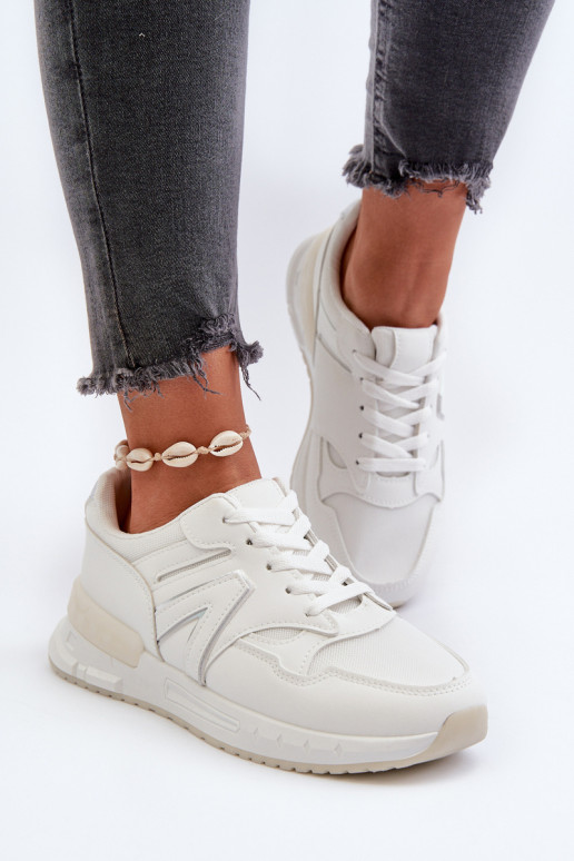 Sneakers modelio batai iš dirbtinės odos baltos spalvos Vinelli