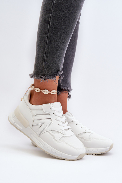 Sneakers modelio batai iš dirbtinės odos baltos spalvos Vinelli