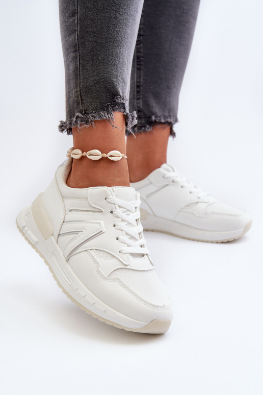 Sneakers modelio batai iš dirbtinės odos baltos spalvos Vinelli