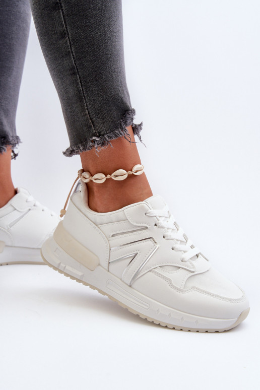Sneakers modelio batai iš dirbtinės odos baltos spalvos Vinelli