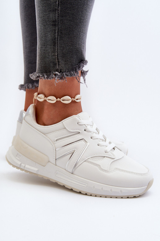 Sneakers modelio batai iš dirbtinės odos baltos spalvos Vinelli