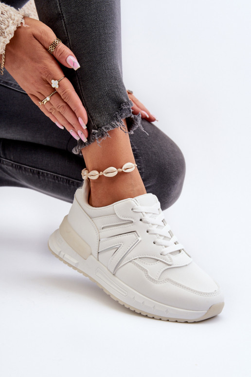 Sneakers modelio batai iš dirbtinės odos baltos spalvos Vinelli
