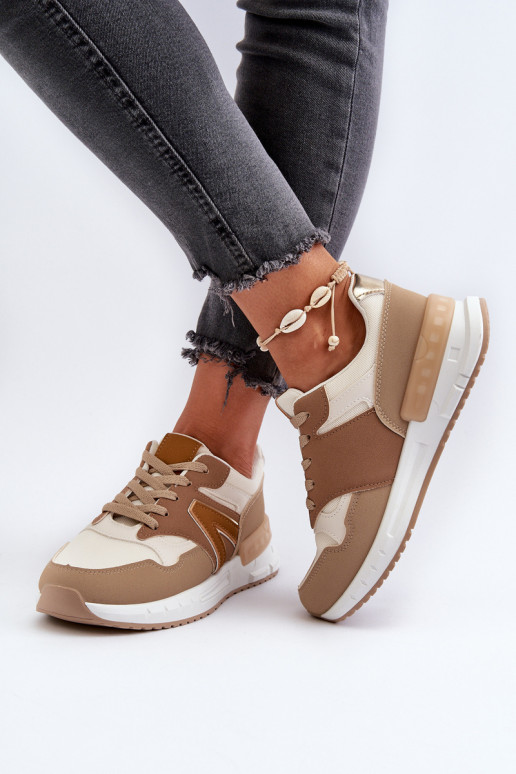 Sneakers modelio batai iš dirbtinės odos rudos spalvos Vinelli