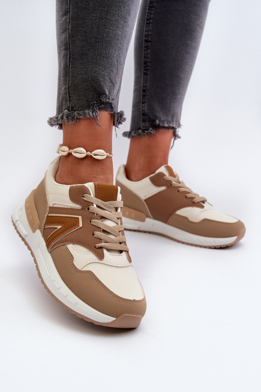 Sneakers modelio batai iš dirbtinės odos rudos spalvos Vinelli