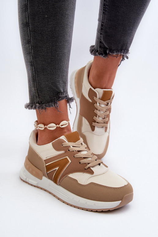 Sneakers modelio batai iš dirbtinės odos rudos spalvos Vinelli