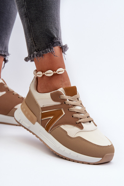 Sneakers modelio batai iš dirbtinės odos rudos spalvos Vinelli