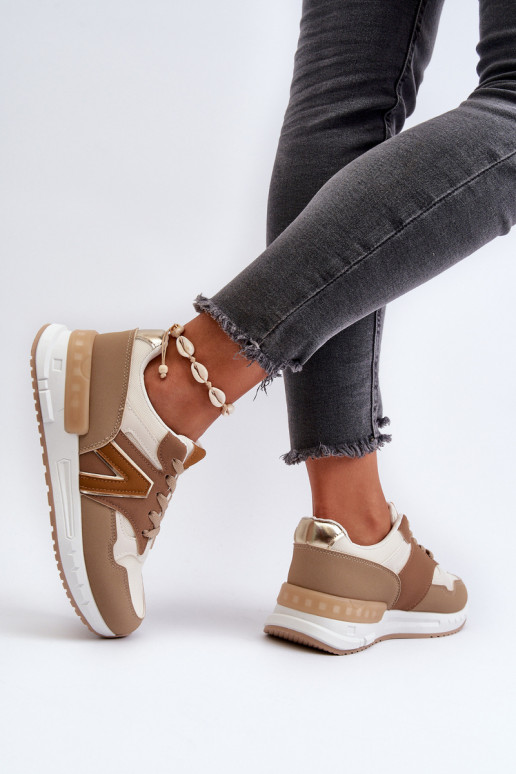 Sneakers modelio batai iš dirbtinės odos rudos spalvos Vinelli
