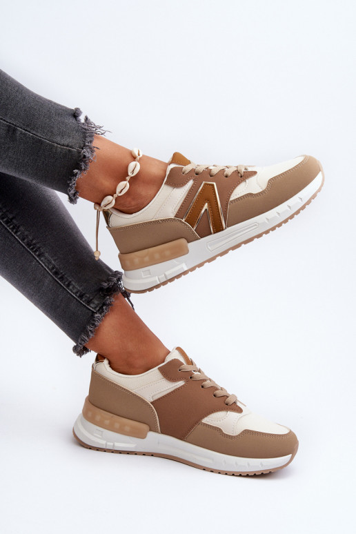 Sneakers modelio batai iš dirbtinės odos rudos spalvos Vinelli