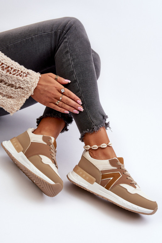 Sneakers modelio batai iš dirbtinės odos rudos spalvos Vinelli