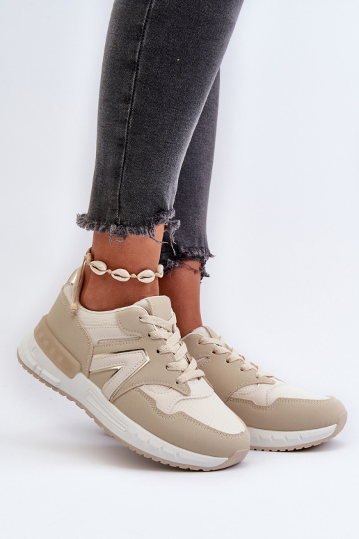 Sneakers modelio batai iš dirbtinės odos smėlio spalvos Vinelli