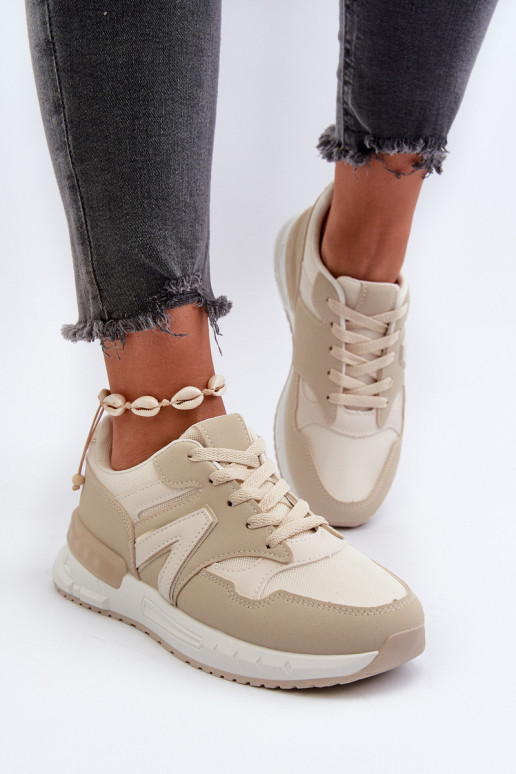Sneakers modelio batai iš dirbtinės odos smėlio spalvos Vinelli