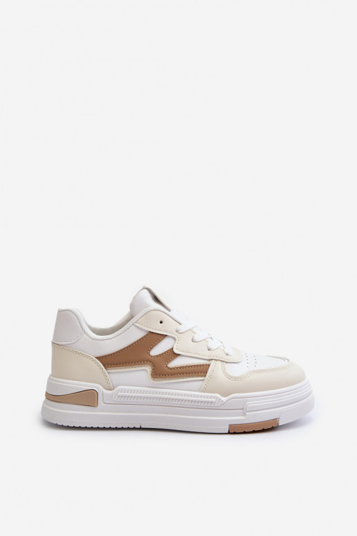 Sneakers modelio batai su platforma iš dirbtinės odos smėlio spalvos Lynnette