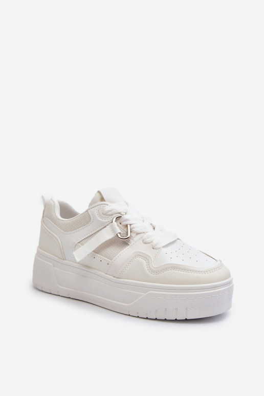 Sneakers modelio batai su platforma iš dirbtinės odos baltos spalvos Moun
