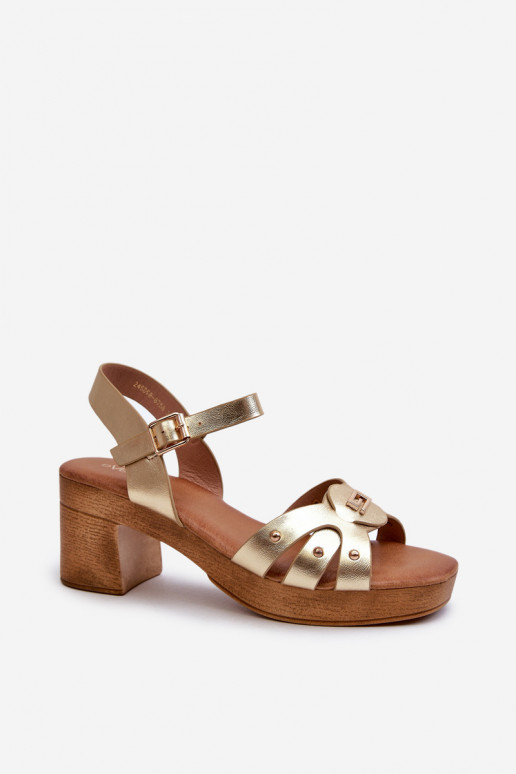 Moteriškos basutės su kulniukais iš eko odos aukso spalvos Assames