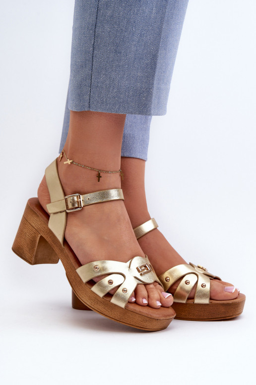 Moteriškos basutės su kulniukais iš eko odos aukso spalvos Assames