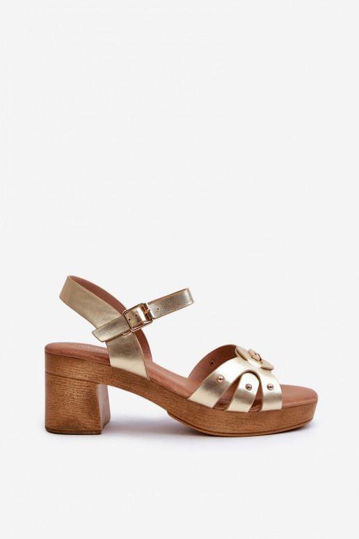 Moteriškos basutės su kulniukais iš eko odos aukso spalvos Assames