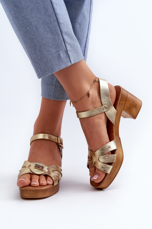 Moteriškos basutės su kulniukais iš eko odos aukso spalvos Assames