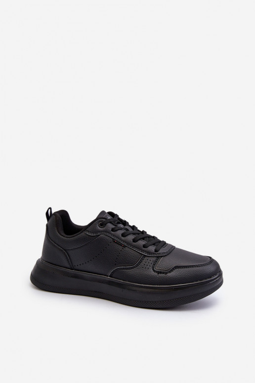 Sneakers modelio batai su platforma iš dirbtinės odos juodos spalvos Uziran