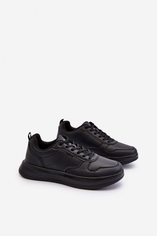 Sneakers modelio batai su platforma iš dirbtinės odos juodos spalvos Uziran