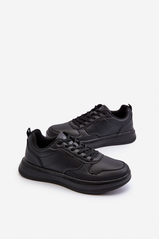 Sneakers modelio batai su platforma iš dirbtinės odos juodos spalvos Uziran