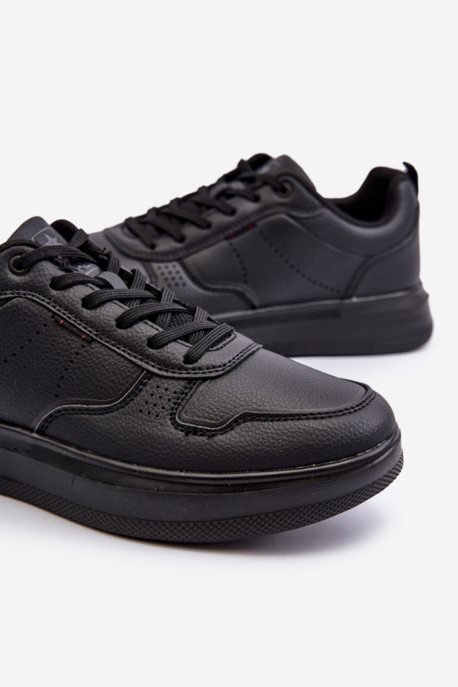 Sneakers modelio batai su platforma iš dirbtinės odos juodos spalvos Uziran