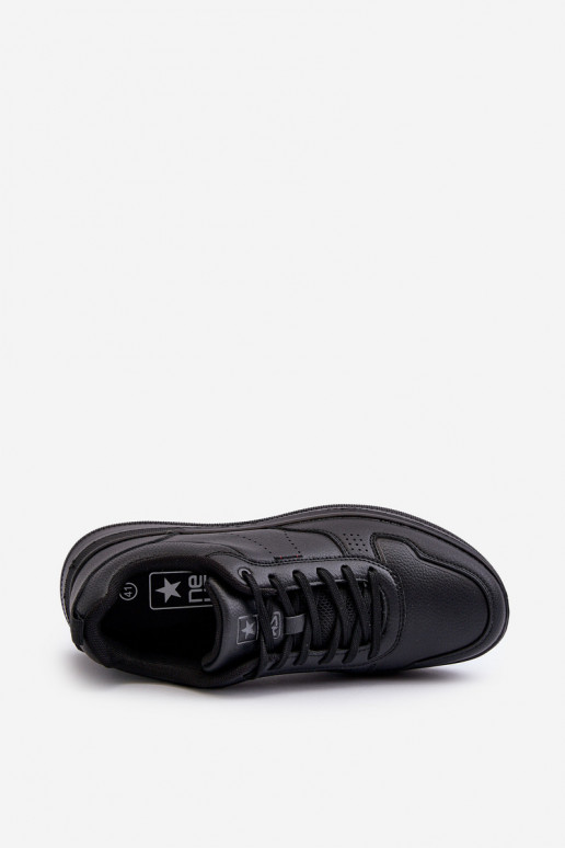 Sneakers modelio batai su platforma iš dirbtinės odos juodos spalvos Uziran