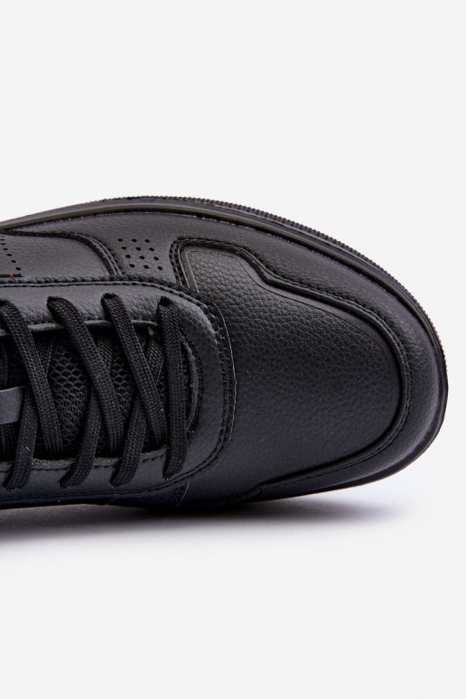 Sneakers modelio batai su platforma iš dirbtinės odos juodos spalvos Uziran