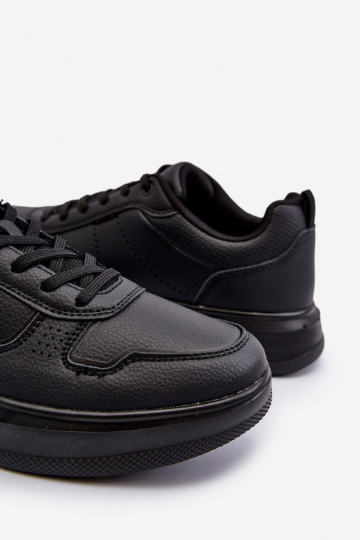 Sneakers modelio batai su platforma iš dirbtinės odos juodos spalvos Uziran