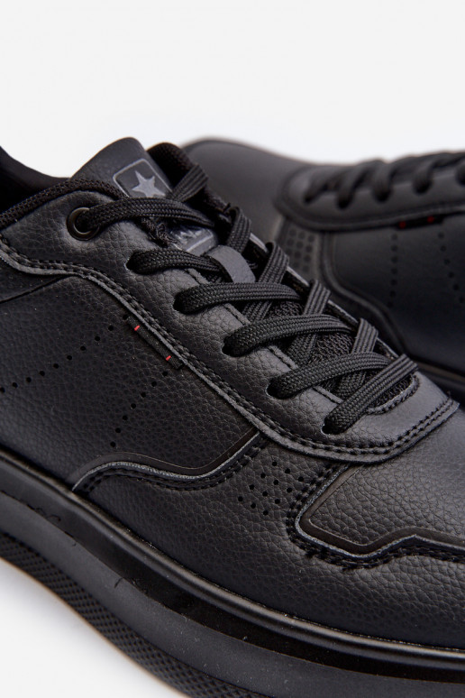 Sneakers modelio batai su platforma iš dirbtinės odos juodos spalvos Uziran