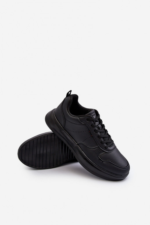 Sneakers modelio batai su platforma iš dirbtinės odos juodos spalvos Uziran
