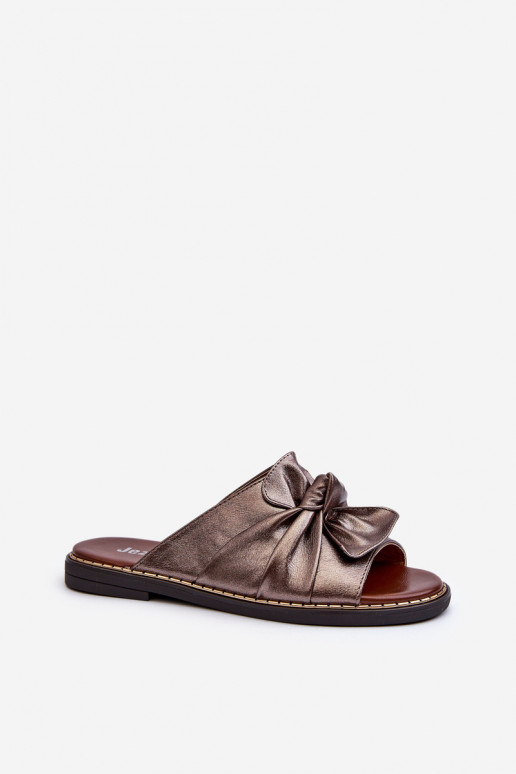 Moteriškos šlepetės su plačiais kulniukais varinės spalvos Nelvira