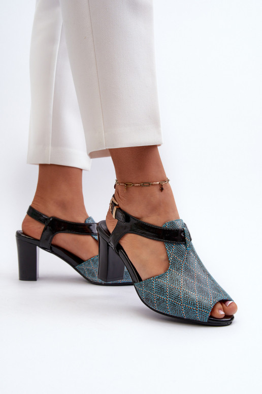 Moteriškos aukštakulnės basutės iš eko odos turkio spalvos Queenmarie