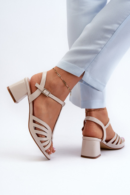 su lako efektu  Elegantiškos aukštakulnės basutės Sergio Leone SK880 smėlio spalvos