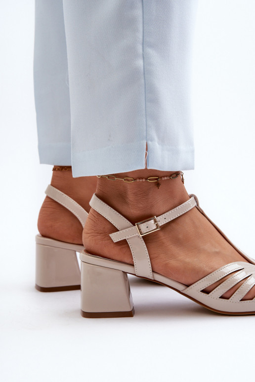 su lako efektu  Elegantiškos aukštakulnės basutės Sergio Leone SK880 smėlio spalvos