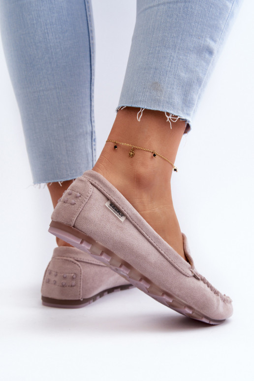 moteriški mokasinai Z iš eko zomšosu Violetinės spalvos Amrutia